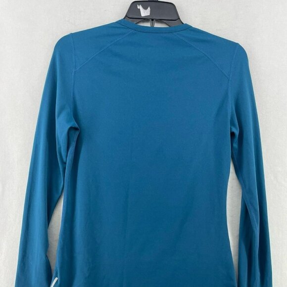 Fabletics Active Shirt Women's Sz S /6 Blue Crew Neck Fitted Thumbholes Stretch - Picture 8 of 12
